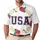 USA 250th Anniversary Patriotic Collegiate | Polo Hibiscus Gold Scrollwork Border Men's Polo Shirt (Lightweight) - 1