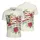 America 250th Birthday USA Flag Letters Red Rose Tropical Scrollwork Ivory Design Men's Polo Shirt (Lightweight) - 3