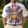 America 250th 1776 Distressed Sunflower Flag Petals Script Lettering Men's Polo Shirt (Lightweight) - 4