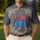 America 250th 1776-2026 Stars Laurel Tropical Scrollwork Motif Deep Charcoal Men's Polo Shirt (Lightweight) - 4