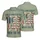 USA 250th Anniversary Distressed Flag USA Land Of Free Palm Hibiscus Sage Green Men's Polo Shirt (Lightweight) - 3