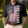 America's 250th Birthday: Distressed US Flag 1776-2026 Tropical Hibiscus Design Men's Polo Shirt (Lightweight) - 4
