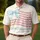 America 250th Anniversary Polo Flag Bows 1776-2026 Gingham Cream Watercolor Men's Polo Shirt (Lightweight) - 4