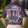 USA 250th Birthday Skeletons: Independence Celebration Polo Hibiscus Banner Men's Polo Shirt (Lightweight) - 5