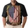 America 250th Patriotic Torn Flag Design Polo Gold Scrollwork Men's Polo Shirt (Lightweight) - 1