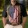 America 250th Patriotic Torn Flag Design Polo Gold Scrollwork Men's Polo Shirt (Lightweight) - 4