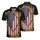 America 250th Patriotic Torn Flag Design Polo Gold Scrollwork Men's Polo Shirt (Lightweight) - 3