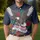 Patriotic 250th Anniversary Eagle 1776-2026 Scroll Hibiscus Palm Stars Navy Men's Polo Shirt (Lightweight) - 4