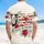 America 250th Birthday USA Flag Letters Red Rose Tropical Scrollwork Ivory Design Short-sleeve Hawaiian Shirt - 5