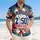 America 250th Liberty Statue Hawaiian Hibiscus Palm Stars Navy Red White Short-sleeve Hawaiian Shirt - 4