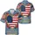 USA 250th Patriotic Heart Flag: Textured Gold Glitter Tropical Artwork Short-sleeve Hawaiian Shirt - 3