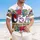 USA 250th Anniversary: Americana Hawaiian Patriotic Blue Stars Red Stripes Scrollwork Short-sleeve Hawaiian Shirt - 4