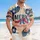 America 250th 1776-2026: Blue Script Red Stripe Star Ribbon Bow Patriotic Short-sleeve Hawaiian Shirt - 4