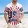 USA 250th Anniversary Patriotic Tropical Stars Stripes Golden Star Sunburst Short-sleeve Hawaiian Shirt - 4