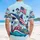 USA 250th Birthday Flag Shark Skeleton Parrot Anchor Ocean Stars Patriot Short-sleeve Hawaiian Shirt - 5