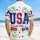 America 250th Anniversary Patriotic USA EST 1776 Distressed Collegiate Hibiscus Palm Stars Short-sleeve Hawaiian Shirt - 5