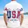 America 250th Birthday USA EST 1776 Patriotic Distressed Collegiate Tropical Celebration Print Short-sleeve Hawaiian Shirt - 5
