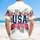 USA 250th Anniversary Patriotic Navy Crimson White Hibiscus Tropical Gold Scrollwork Short-sleeve Hawaiian Shirt - 5