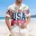 USA 250th Anniversary Patriotic Navy Crimson White Hibiscus Tropical Gold Scrollwork Short-sleeve Hawaiian Shirt - 4