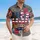 America 250th Anniversary USA Flag Scroll 1776 Freedom Crimson Gold Floral Short-sleeve Hawaiian Shirt - 4
