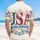 America 250th Anniversary USA Stars Crimson Peonies Freedom Banner Fireworks Short-sleeve Hawaiian Shirt - 5