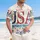 America 250th Anniversary USA Stars Crimson Peonies Freedom Banner Fireworks Short-sleeve Hawaiian Shirt - 4