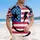 America 250th Birthday Patriotic Hawaiian Flag Smiley Grunge Emblem Design Short-sleeve Hawaiian Shirt - 4