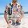 USA 250th Anniversary Patriotic Tropical Hibiscus Palm Star Navy Red White Short-sleeve Hawaiian Shirt - 4