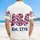 America 250th Est. 1776 Floral USA Crimson Daisy Blue Tropical Cream Design Short-sleeve Hawaiian Shirt - 5