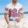 America 250th Est. 1776 Floral USA Crimson Daisy Blue Tropical Cream Design Short-sleeve Hawaiian Shirt - 4