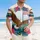 USA 250th Birthday Eagle American Flag Tropical Evergreen Ivory Design Short-sleeve Hawaiian Shirt - 4