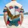 USA 250th Birthday Eagle American Flag Tropical Evergreen Ivory Design Short-sleeve Hawaiian Shirt - 5