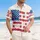 USA 250th Anniversary Floral Flag: Daisy Blue Crimson White Golden Yellow Short-sleeve Hawaiian Shirt - 4