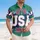 USA 250th Anniversary Hawaiian Star USA Text 1776-2026 Crimson Green Short-sleeve Hawaiian Shirt - 6