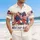 America 250th Vintage Patriotic USA Patchwork Emblem Gold Outline Multi-Fabric Bow Short-sleeve Hawaiian Shirt - 4