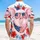 USA 250th Anniversary Pig: Flag Bandana, Bubble Gum, Hibiscus, Plumeria Scroll Short-sleeve Hawaiian Shirt - 5