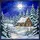 Rustic Log Cabin Snow Pine Trees Full Moon Winter Night Sky - Glowing Windows Holiday Decor Stained Glass Suncatcher - 5
