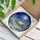 Rustic Log Cabin Snow Pine Trees Full Moon Winter Night Sky - Glowing Windows Holiday Decor Stained Glass Suncatcher - 3