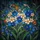 Tiffany Glass Forget-Me-Not Flowers Blue Cream Orange Mosaic - Luminous Jewel Tone Decor Stained Glass Suncatcher - 5