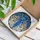 Blue Forget-Me-Not Flowers Tiffany Stained Glass Water Ripple Brown Gold Jewel Tone Stained Glass Suncatcher - 3