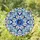 Intricate Tiffany Style Stained Glass Floral Mandala Medallion, Blue Scrollwork Mosaic Stained Glass Suncatcher - 2