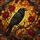 Black Crow Red Roses Gnarled Branch Stained Glass Jewel Tones Radiant Sky Mosaic Stained Glass Suncatcher - 5