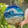 Amelia 2026 Stained Glass Blue Turquoise Ocean Waves Seashell Beach Keepsake Stained Glass Suncatcher - 1