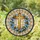 Glowing Golden Cross Blue Forget-Me-Not Stained Glass Tiffany Style - Christian Home Decor Stained Glass Suncatcher - 2