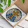 Tiffany Glass Latin Cross Amber Blue Forget-Me-Not Flowers Green Vines - Spiritual Decor Stained Glass Suncatcher - 3