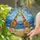 Giraffe Couple Heart Stained Glass Art - Sun Mountain Safari Wildlife Nature Landscape Stained Glass Suncatcher - 1