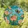 Fluffy Bumblebee Pollinating Rosebuds Stained Glass Aqua Teal Sky Mosaic Bee Lover Gift Stained Glass Suncatcher - 2