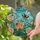 Fluffy Bumblebee Pollinating Rosebuds Stained Glass Aqua Teal Sky Mosaic Bee Lover Gift Stained Glass Suncatcher - 1