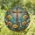 Rustic Wooden Cross Stained Glass Poppies Wildflowers Mosaic Art Home Decor Gift Stained Glass Suncatcher - 2