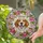 Happy Beagle Dog Stained Glass Mosaic Art - Borns Name & Pink Peonies Floral Wreath Stained Glass Suncatcher - 1